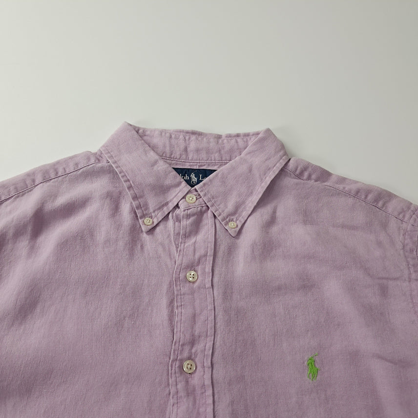 [BUNJANG] Polo 90s Linen Lavender Short Sleeve Shirt XL / CK704 XL 폴로 90s 린넨 라벤더 반팔 셔츠 남방