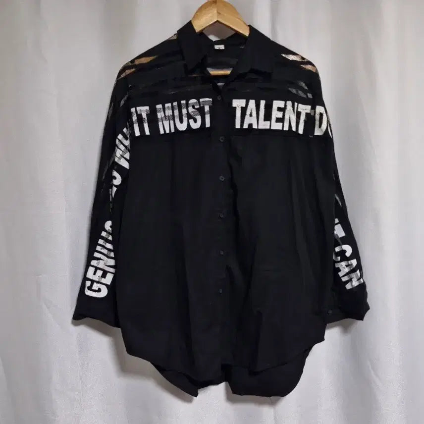 [BUNJANG] Lettering Printing Black Shirt / 레터링 프린팅 블랙 셔츠