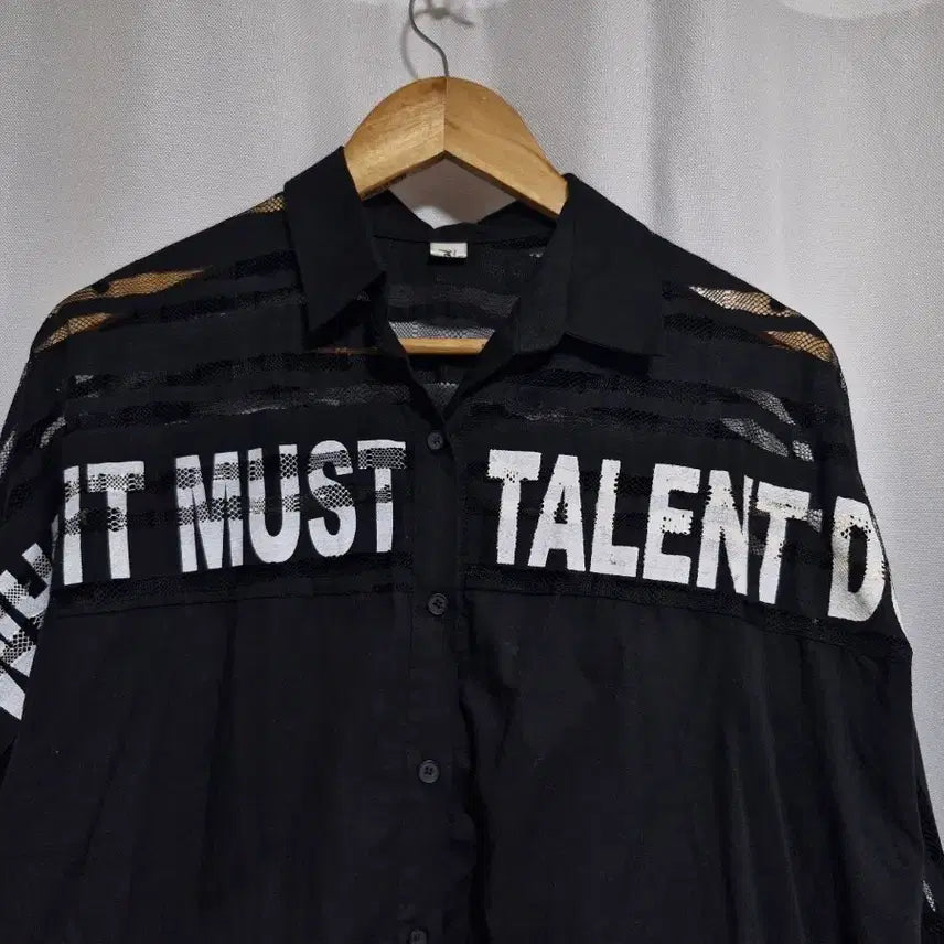 [BUNJANG] Lettering Printing Black Shirt / 레터링 프린팅 블랙 셔츠