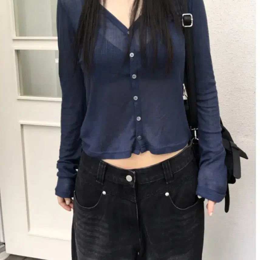 [BUNJANG] Easeas Tencel Cardigan Navy / Easeas 이즈이즈 New Tencel Cardigan