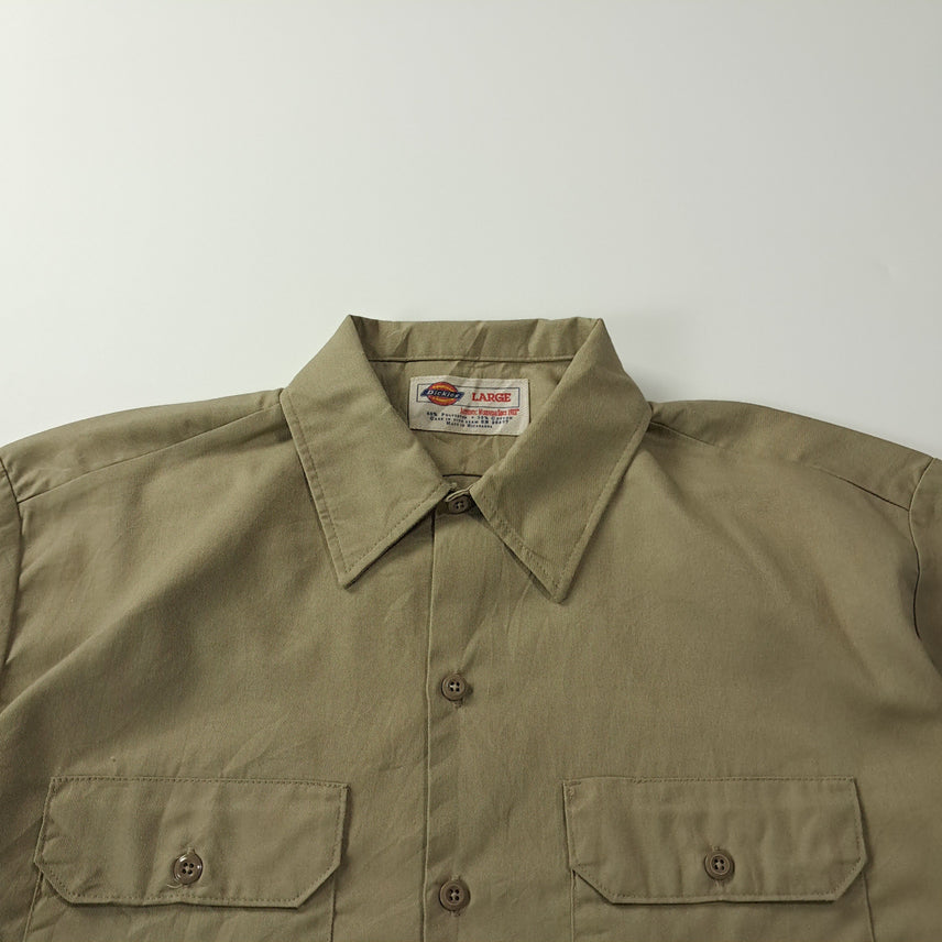 [BUNJANG] Dickies 90s Olive Khaki Short Sleeve Work Shirt / CK706 L 디키즈 90s 올리브카키 반팔 워크 셔츠 남방