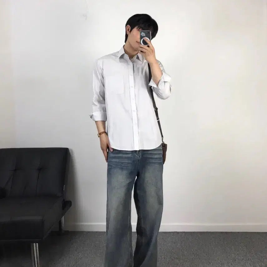 [BUNJANG] Balenciaga Authentic Embroidered Logo Pocket Shirt / 발렌시아가 정품 자수로고 셔츠