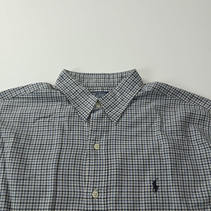 [BUNJANG] Polo Ralph Lauren 90s Micro Check Button-Down Shirt (L) / CK710 L 폴로 90s 블루네이비 마이크로체크 셔츠 남방