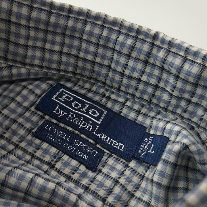 [BUNJANG] Polo Ralph Lauren 90s Micro Check Button-Down Shirt (L) / CK710 L 폴로 90s 블루네이비 마이크로체크 셔츠 남방