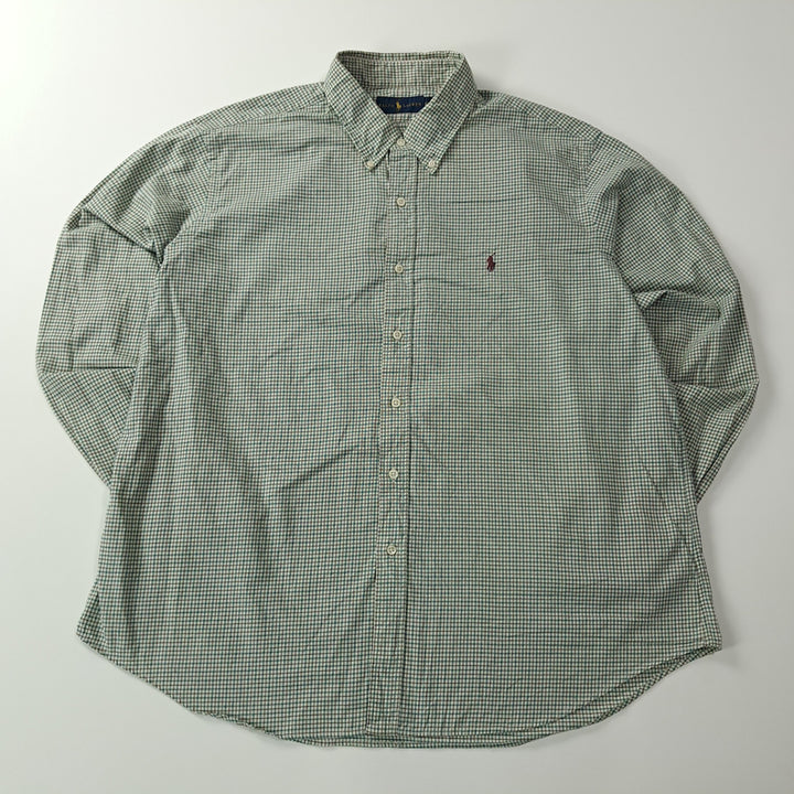 [BUNJANG] Polo Ralph Lauren 90s Micro-Check Cotton Shirt XXL / CK713 2XL 폴로 90s 그린브라운 마이크로체크 셔츠 남방