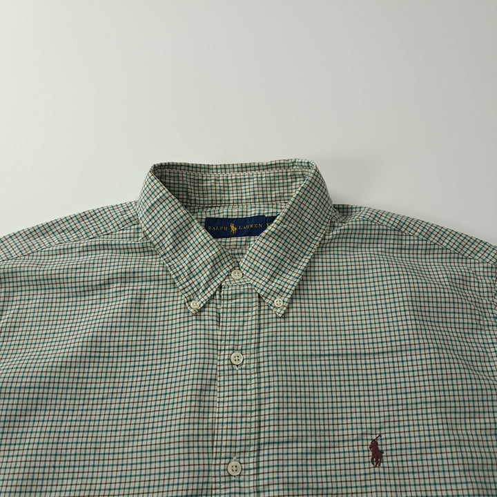 [BUNJANG] Polo Ralph Lauren 90s Micro-Check Cotton Shirt XXL / CK713 2XL 폴로 90s 그린브라운 마이크로체크 셔츠 남방