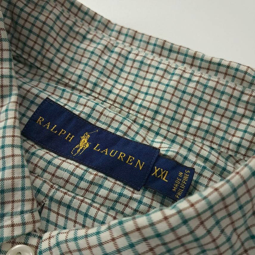 [BUNJANG] Polo Ralph Lauren 90s Micro-Check Cotton Shirt XXL / CK713 2XL 폴로 90s 그린브라운 마이크로체크 셔츠 남방