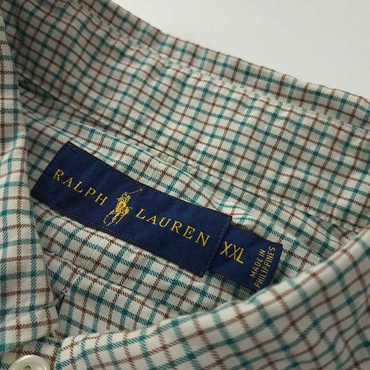 [BUNJANG] Polo Ralph Lauren 90s Micro-Check Cotton Shirt XXL / CK713 2XL 폴로 90s 그린브라운 마이크로체크 셔츠 남방