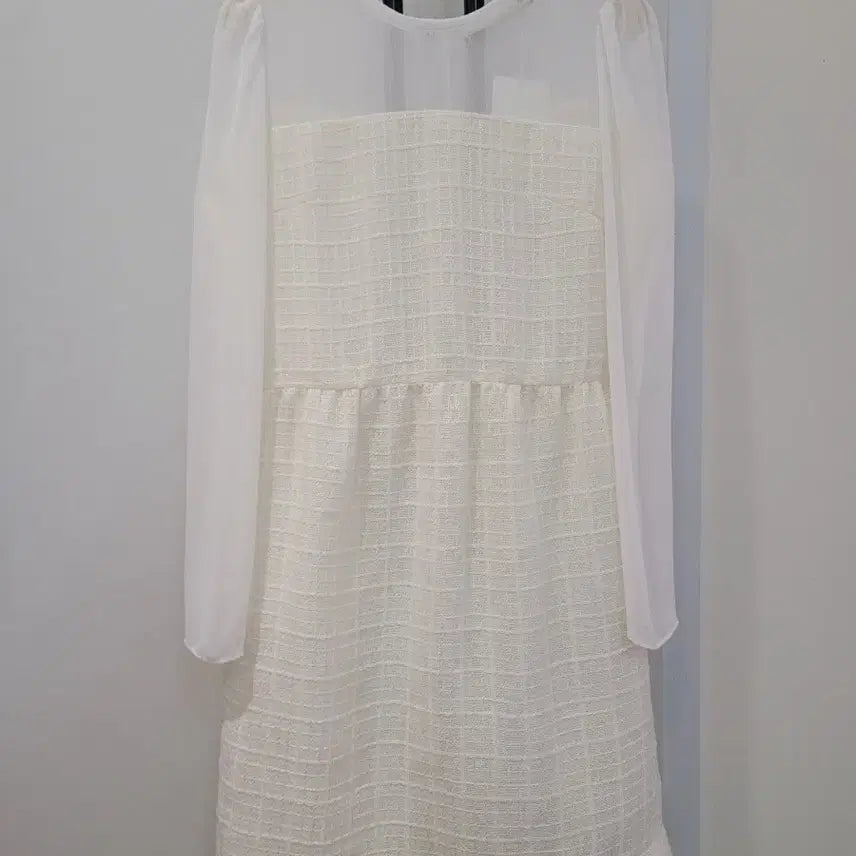 [BUNJANG] Sorry Too Much Love White See-Through Long Dress / 쏘리투머치러브 화이트 시스루 소매 원피스 55~55반 택달린새제품