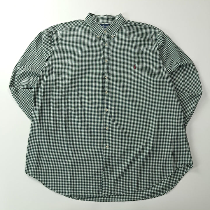[BUNJANG] Polo Ralph Lauren 2XLT Micro Gingham Check "Classic Fit" Button-Down Shirt / CK715 2XLT 폴로 00s 딥그린 마이크로 깅엄체크 셔츠 남방