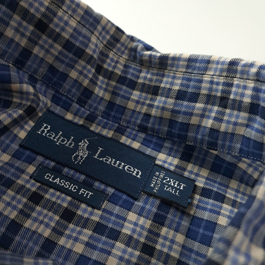 [BUNJANG] Polo Ralph Lauren 2XLT Blue Tartan Plaid Button-Down Shirt / CK719 2XLT 폴로 00s 블루 타탄체크 셔츠 남방
