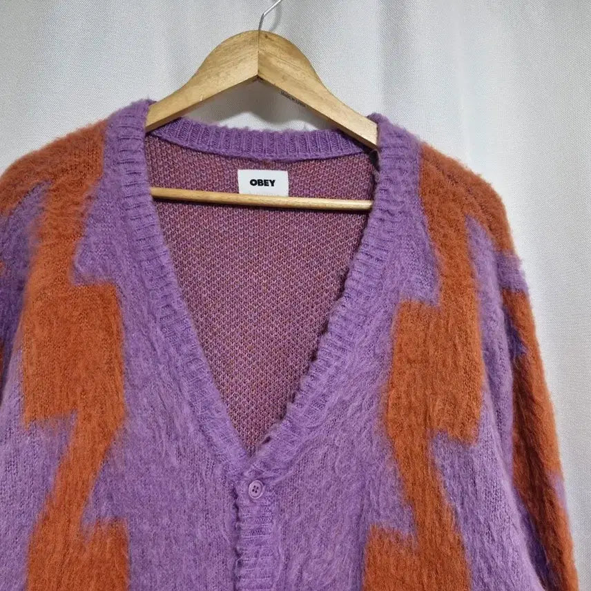 [BUNJANG] OBEY Purple Orange Pattern Cardigan / 오베이 퍼플 오렌지 패턴 가디건