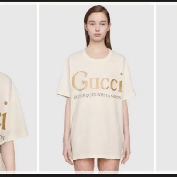 [BUNJANG] Gucci Glitter Logo Cotton T-Shirt Ivory S / (새상품/풀구성) 구찌 글리터 로고 코튼 티셔츠 아이보리 S 판매