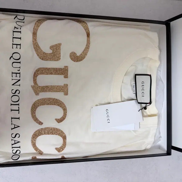 [BUNJANG] Gucci Glitter Logo Cotton T-Shirt Ivory S / (새상품/풀구성) 구찌 글리터 로고 코튼 티셔츠 아이보리 S 판매