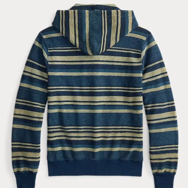 [BUNJANG] RRL Indigo Stripe Reverse Terry Hoodie (L) / RRL(더블알엘) 인디고 스트라이프 리버스 테리 후디(L)