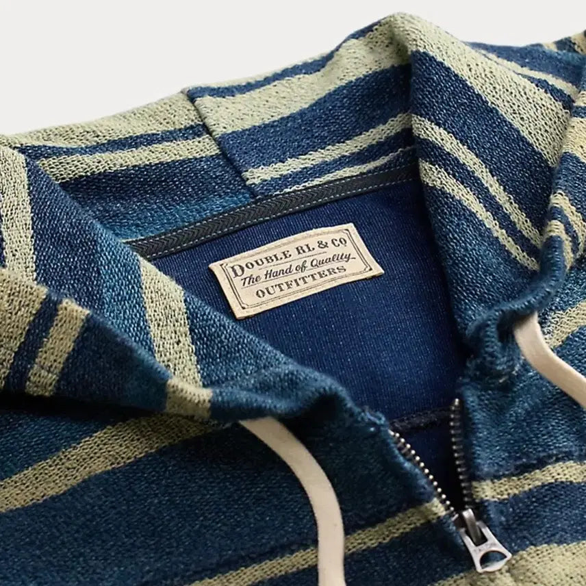 [BUNJANG] RRL Indigo Stripe Reverse Terry Hoodie (L) / RRL(더블알엘) 인디고 스트라이프 리버스 테리 후디(L)
