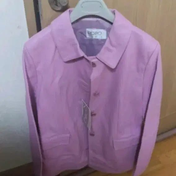 [BUNJANG] ROBO Pink Leather Jacket (Size 77) / ROBO 로보 핑크 가죽 자켓 77 새제품