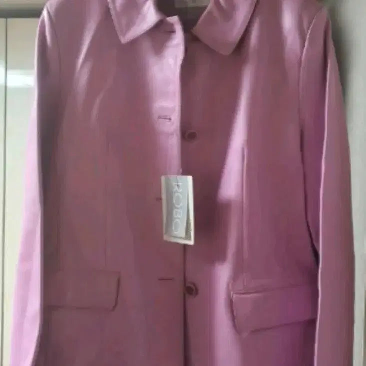 [BUNJANG] ROBO Pink Leather Jacket (Size 77) / ROBO 로보 핑크 가죽 자켓 77 새제품
