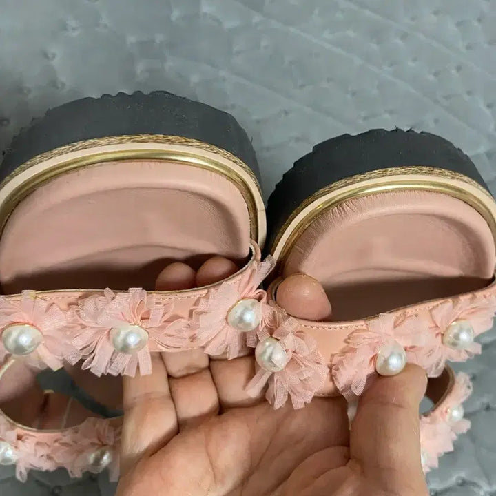 [BUNJANG] SUECOMMA BONNIE Pink Flower Sandals (Size 230mm) / 슈콤마보니 핑크 플라워샌들230