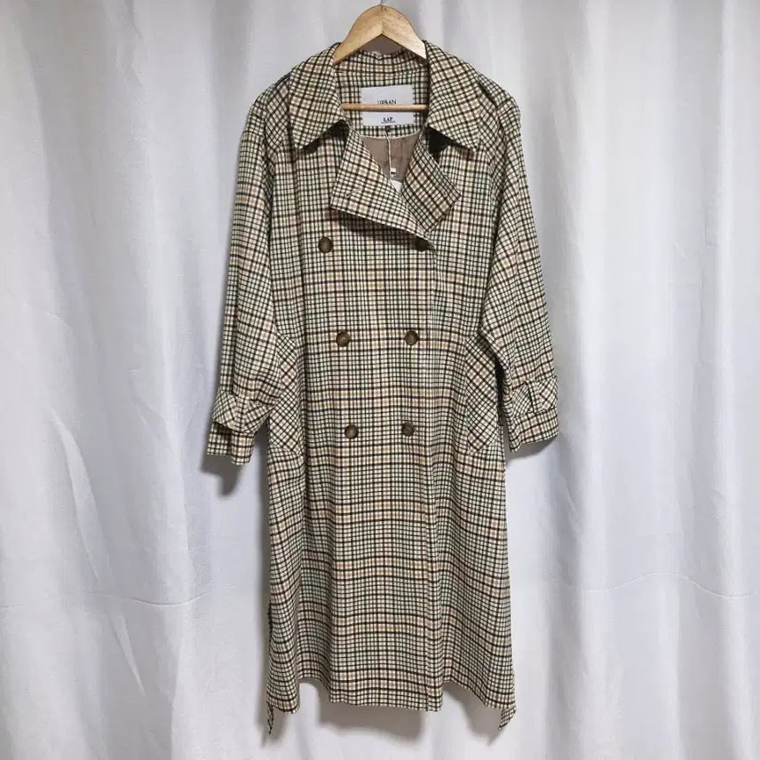 [BUNJANG] LAP Urban Check Long Trench Coat / LAP 어반 체크 롱 트렌치 코트
