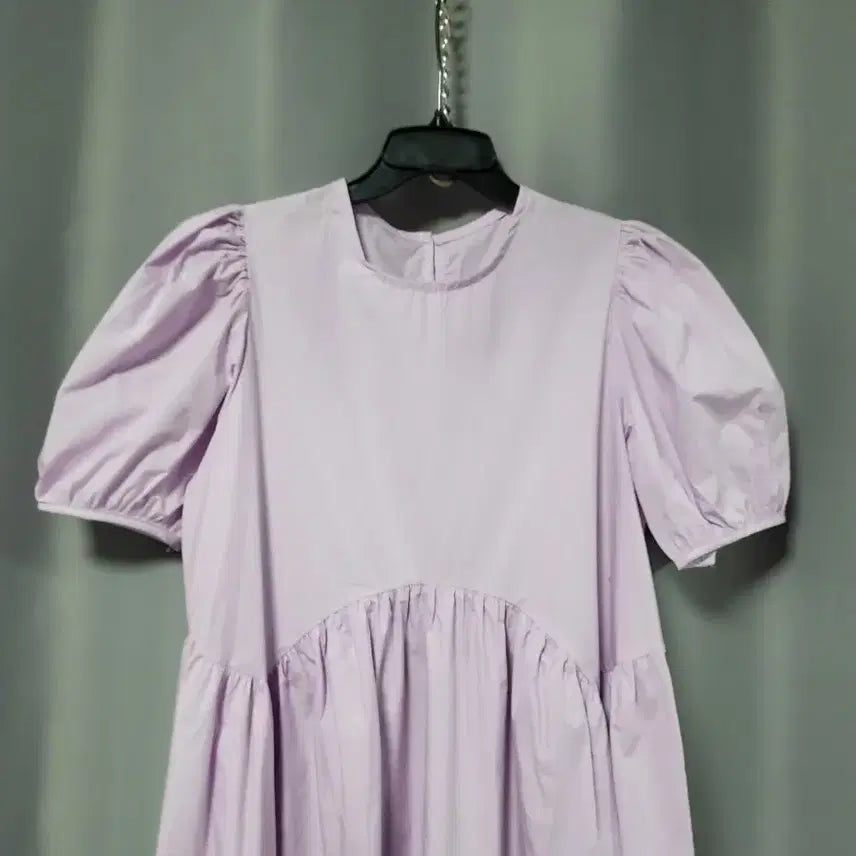 [BUNJANG] Puff Sleeve Shirring Cotton Dress / 퍼프소매 셔링 면원피스