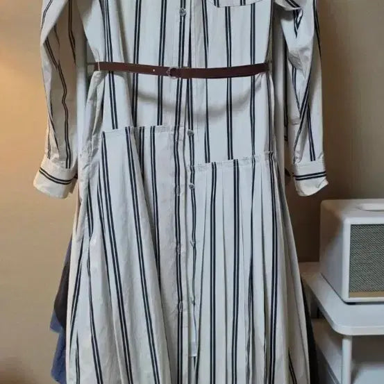 [BUNJANG] TIME Stripe Shirt Long Dress / 타임 스트라이프 셔츠 롱 원피스