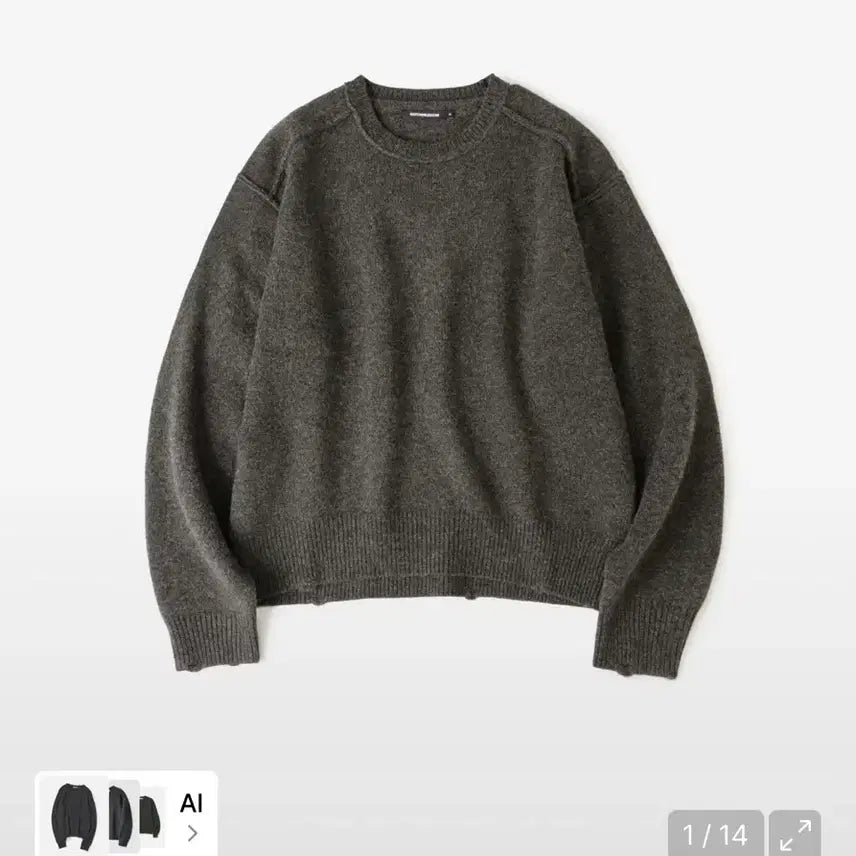 [BUNJANG] Haechiroom Reverse Damage Sweater Charcoal / 해칭룸 Reverse damage sweater charcoal 3