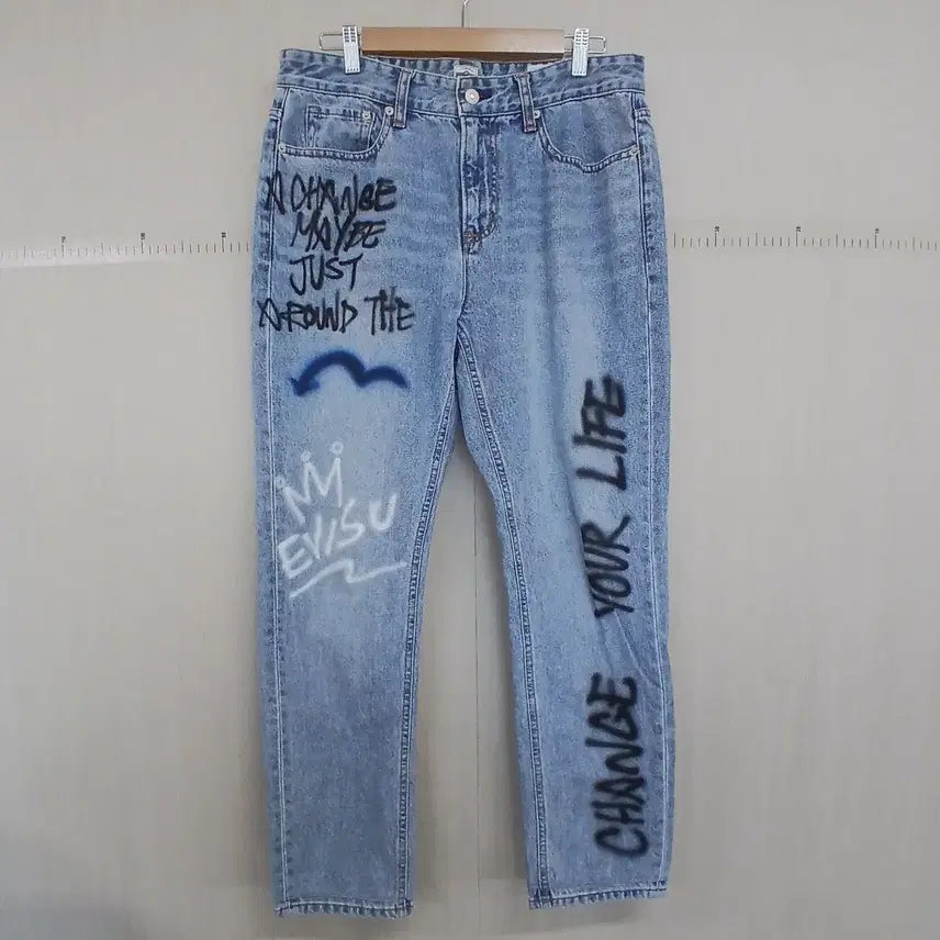 [BUNJANG] Evisu Printed Denim Pants / 에비수 프린팅 데님 팬츠