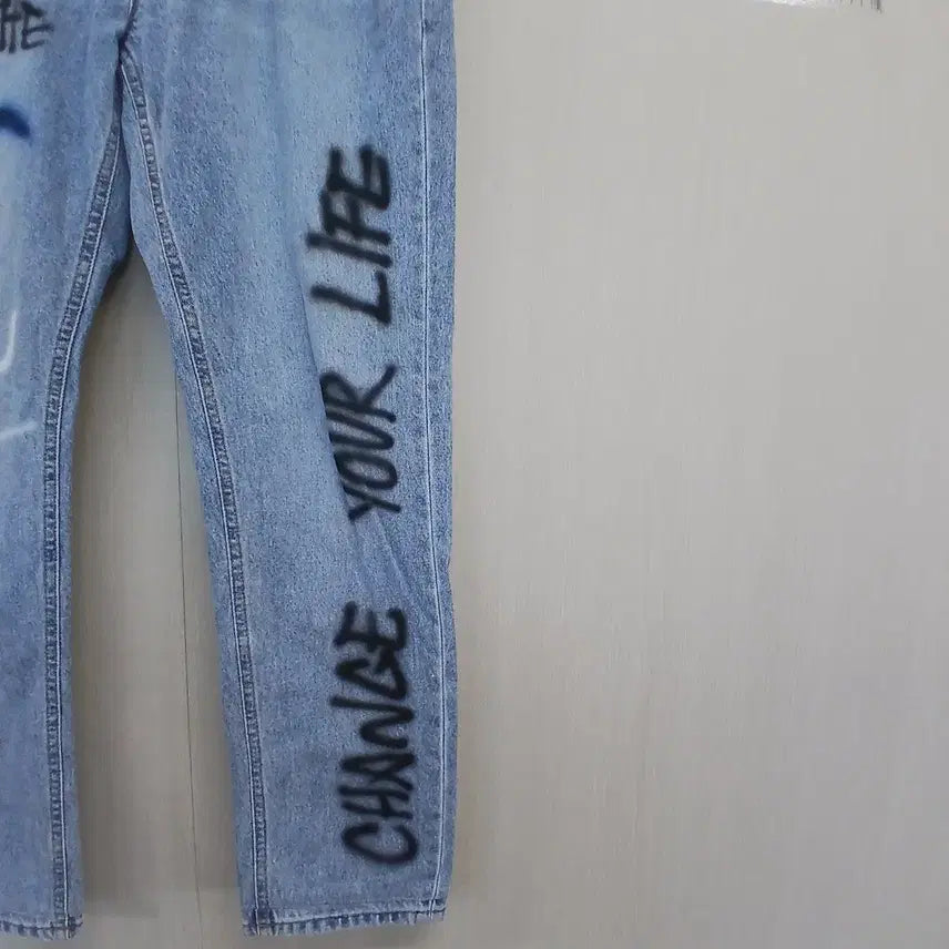 [BUNJANG] Evisu Printed Denim Pants / 에비수 프린팅 데님 팬츠
