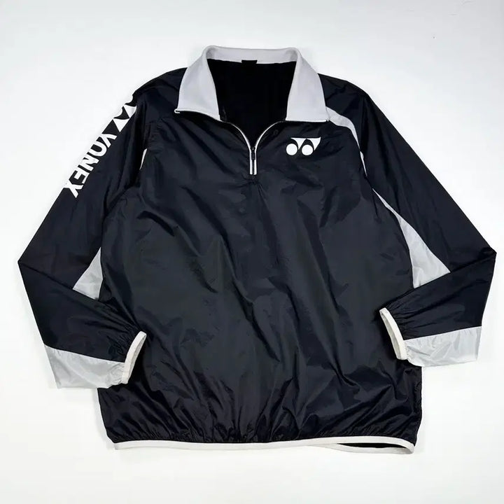 [BUNJANG] YONEX Oversized Half Zip Woven Warm-up Jacket Black (L) / (L) 요넥스 박시핏 반집업 우븐 웜업 블랙