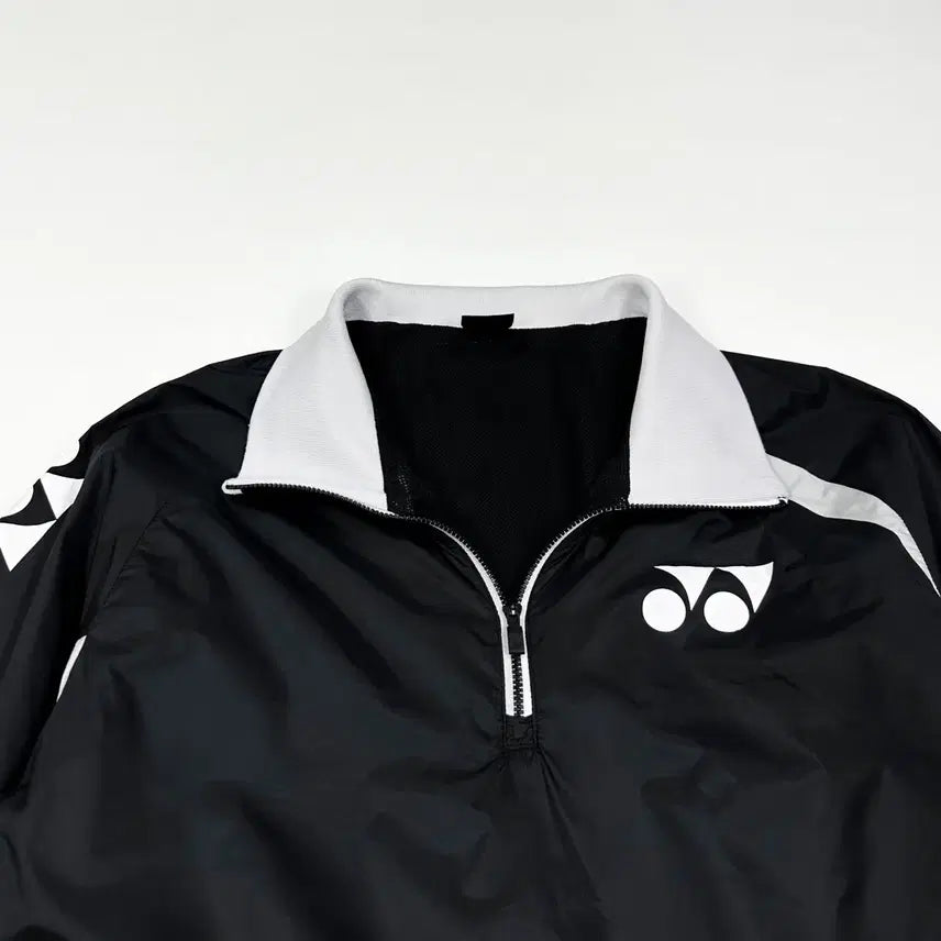 [BUNJANG] YONEX Oversized Half Zip Woven Warm-up Jacket Black (L) / (L) 요넥스 박시핏 반집업 우븐 웜업 블랙