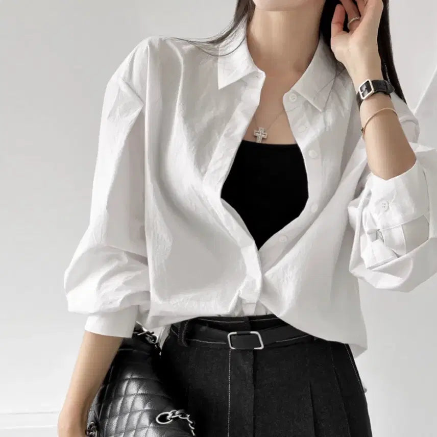 [BUNJANG] Cotton Puff Sleeve Shirt / 코튼 퍼프 셔츠