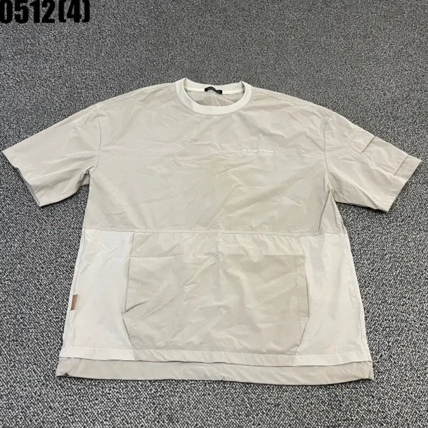 [BUNJANG] Beige Short-Sleeve T-Shirt with Pocket Design / 베이지 반팔 티셔츠 포켓 디자인 100 | 0512
