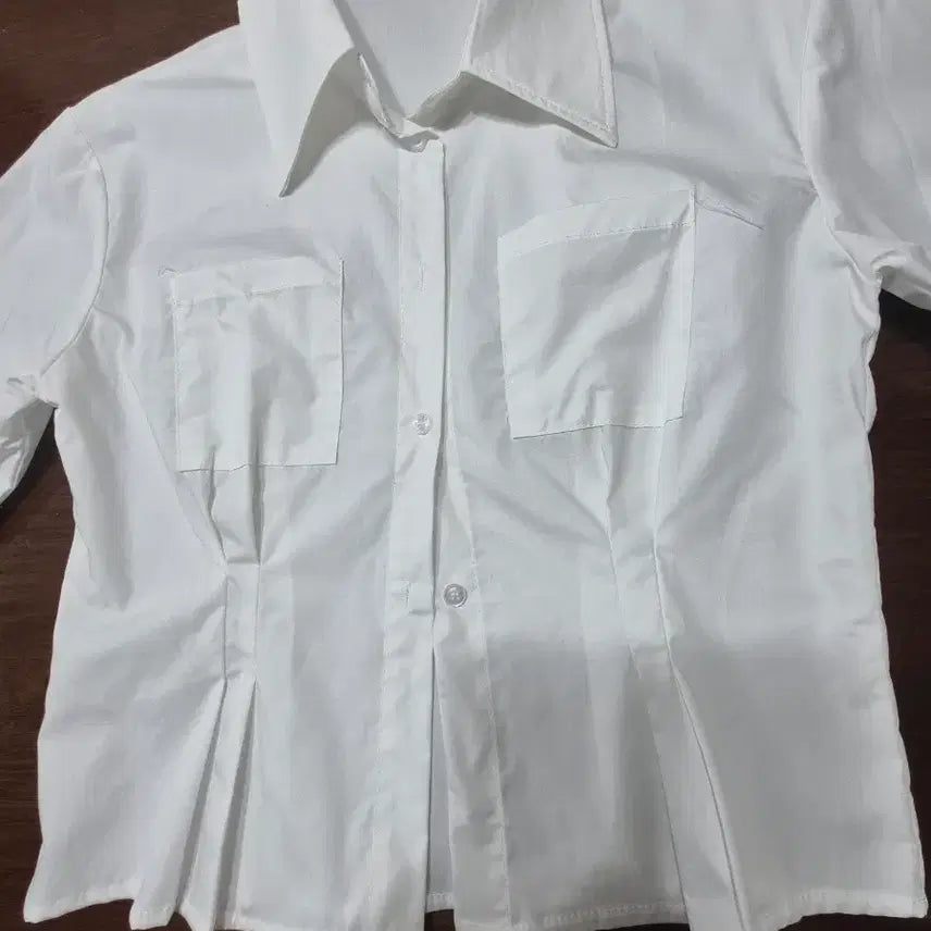 [BUNJANG] White Short Sleeve Pintuck Shirt / 화이트 반팔 핀턱 셔츠