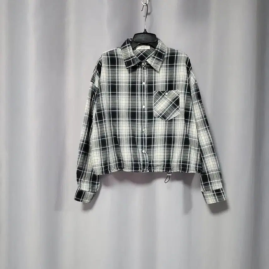[BUNJANG] Oversized Fit Check String Shirt / 오버핏 체크 스트링 셔츠