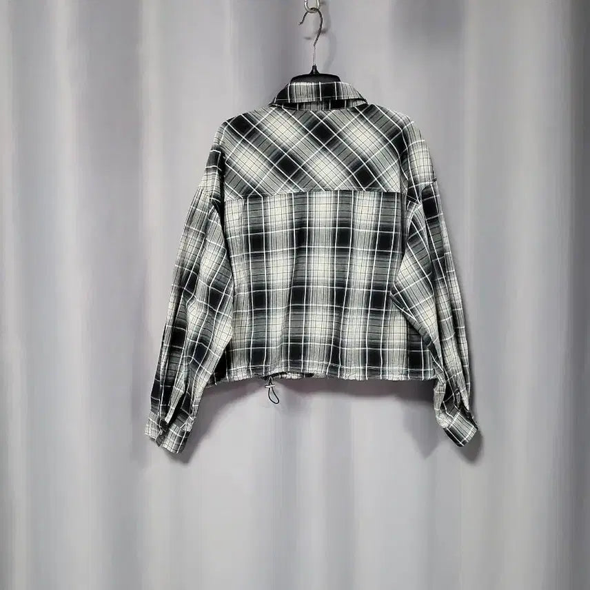 [BUNJANG] Oversized Fit Check String Shirt / 오버핏 체크 스트링 셔츠