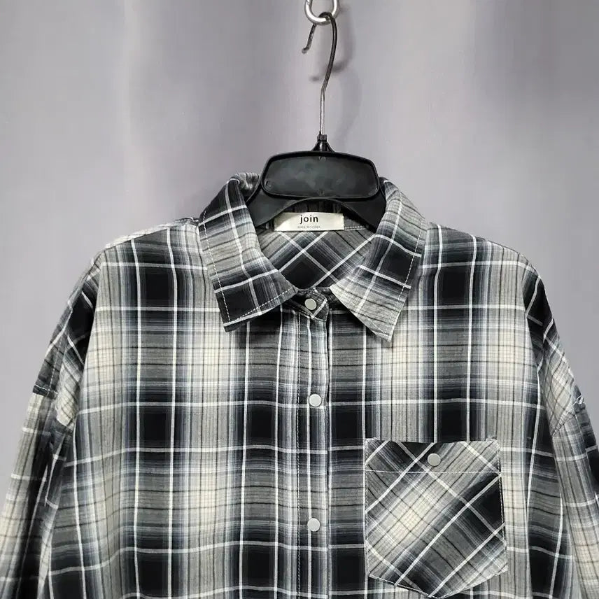 [BUNJANG] Oversized Fit Check String Shirt / 오버핏 체크 스트링 셔츠