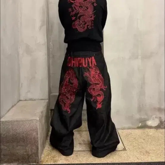 [BUNJANG] KWAS Shibuya Dragon Embroidered Denim / 콰스) 시부야 드래곤 자수 데님