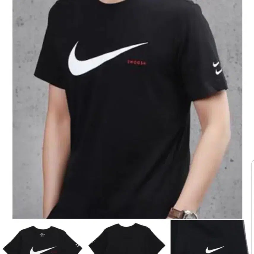 [BUNJANG] Nike Double Swoosh Short Sleeve T-Shirt Black/White / 무배 정품 새상품 나이키 더블 스우시 반팔 티셔츠 블랙/화이트