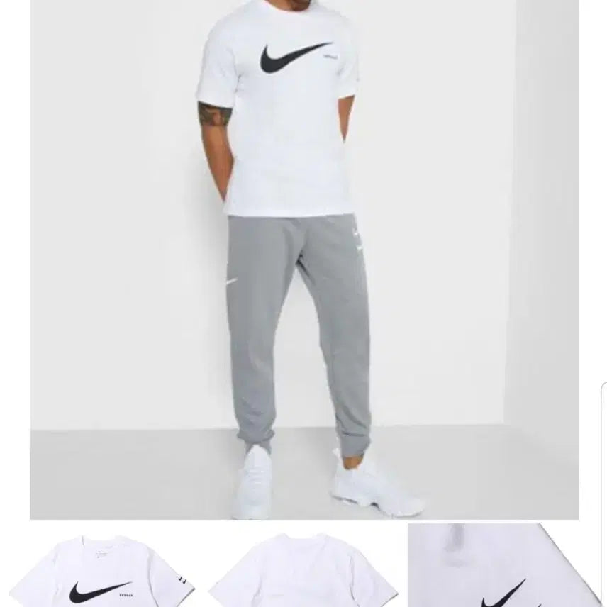 [BUNJANG] Nike Double Swoosh Short Sleeve T-Shirt Black/White / 무배 정품 새상품 나이키 더블 스우시 반팔 티셔츠 블랙/화이트