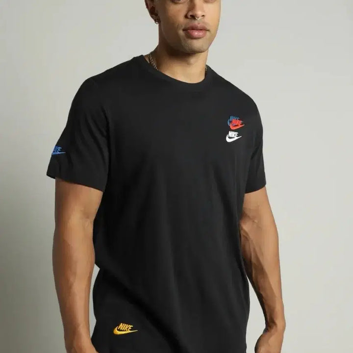 [BUNJANG] Nike Black Multi Logo Short Sleeve T-Shirt (Unisex) / 무배 정품 새상품 나이키 블랙 멀티 로고 반팔 티셔츠 남녀공용