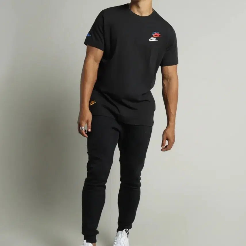 [BUNJANG] Nike Black Multi Logo Short Sleeve T-Shirt (Unisex) / 무배 정품 새상품 나이키 블랙 멀티 로고 반팔 티셔츠 남녀공용