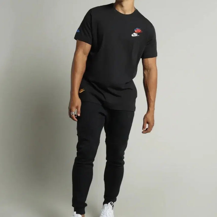 [BUNJANG] Nike Black Multi Logo Short Sleeve T-Shirt (Unisex) / 무배 정품 새상품 나이키 블랙 멀티 로고 반팔 티셔츠 남녀공용