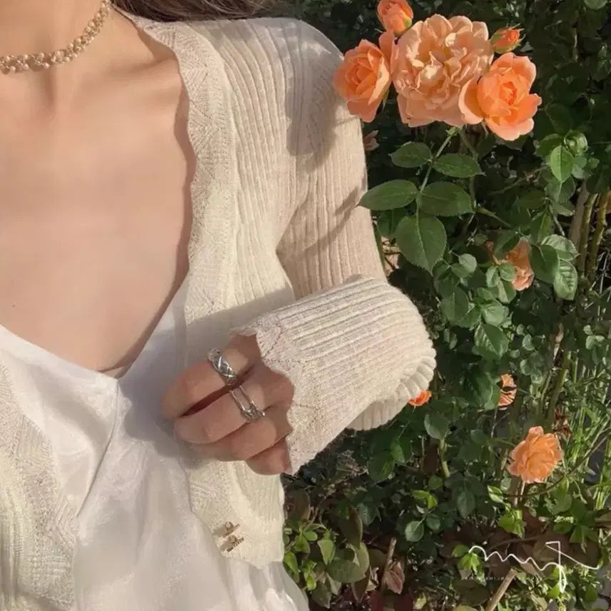 [BUNJANG] Avely Vintage Heart Pink Summer Cardigan / 에이블리 빈티지 하트 핑크 여름 가디건
