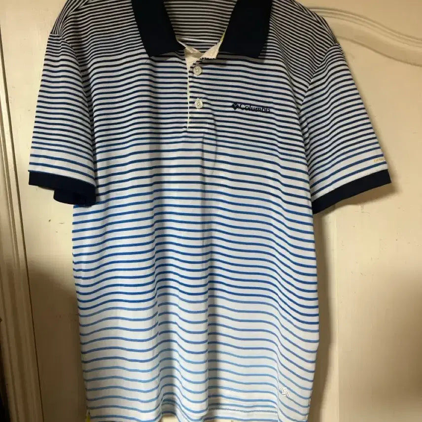 [BUNJANG] Columbia Striped Short-Sleeve Polo T-Shirt / 컬럼비아 스트라이프 반팔 카라티셔츠