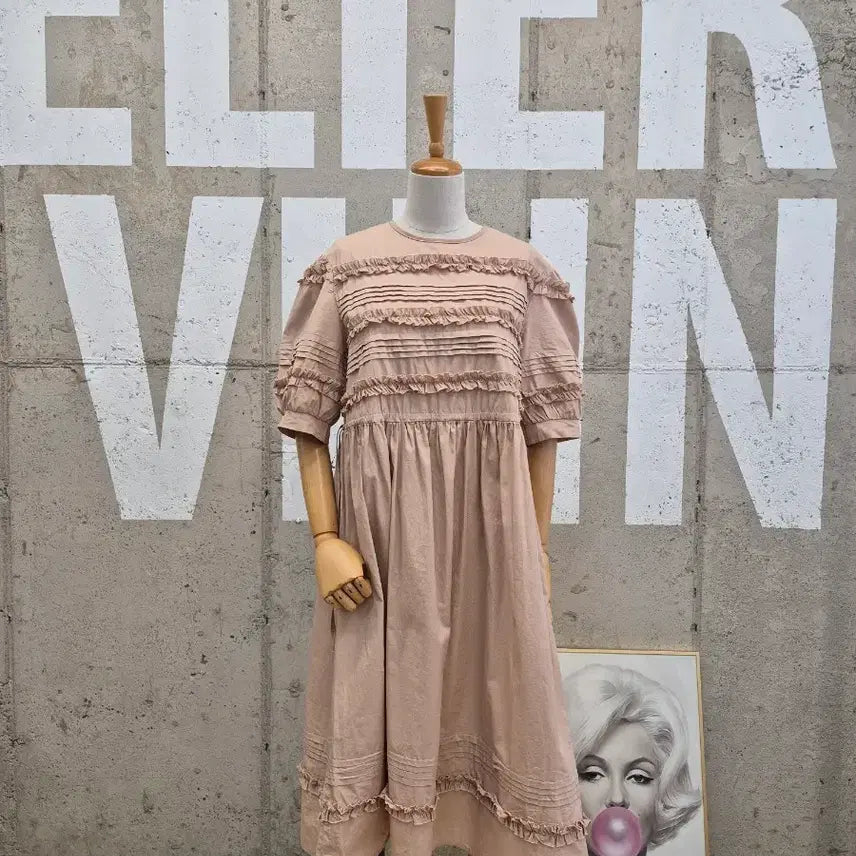 [BUNJANG] Frill Short Sleeve Midi Dress / 프릴 반팔 미디면원피스