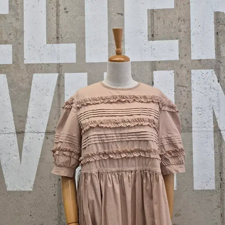 [BUNJANG] Frill Short Sleeve Midi Dress / 프릴 반팔 미디면원피스