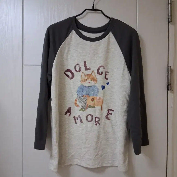 [BUNJANG] Benetton 7-8 Sleeve T-Shirt / 베네통 칠부 티셔츠 챠콜/아이보리