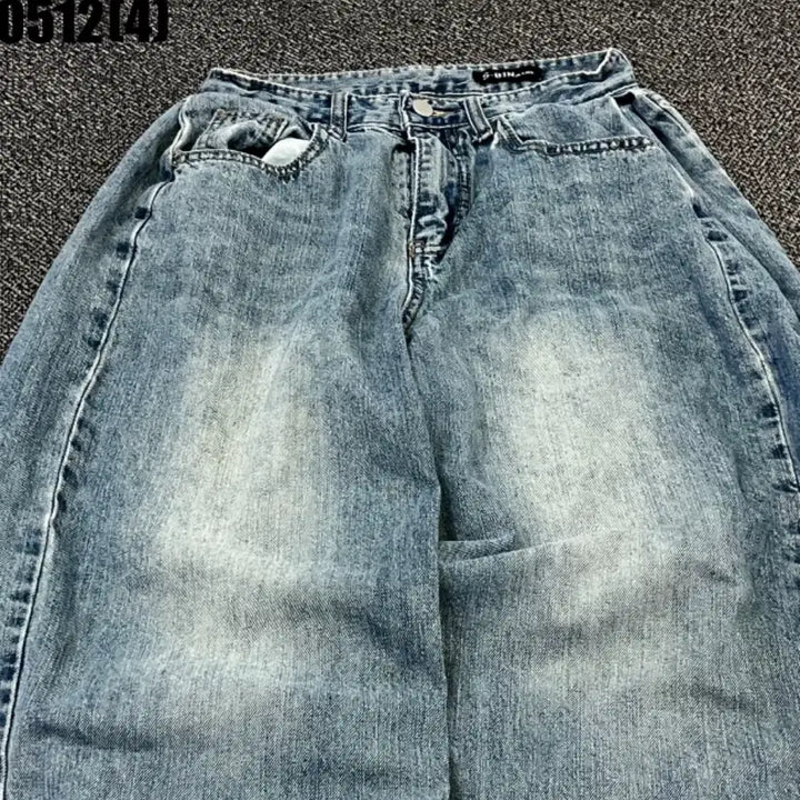 [BUNJANG] Vintage Washed Denim Wide Pants / 빈티지 워싱 데님 와이드 팬츠 S | 0512