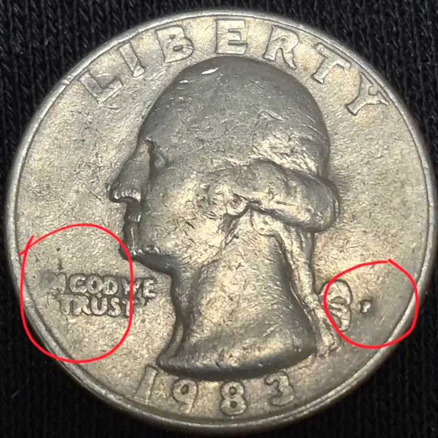 [BUNJANG] 1983 Quarter Coin (Mint Error) / 1983년p 쿼터 주화(압인에러)